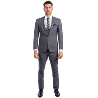 Grey Men's Ultra Slim - Fit 3 - Piece Glen Check Suit - Bundle Bus