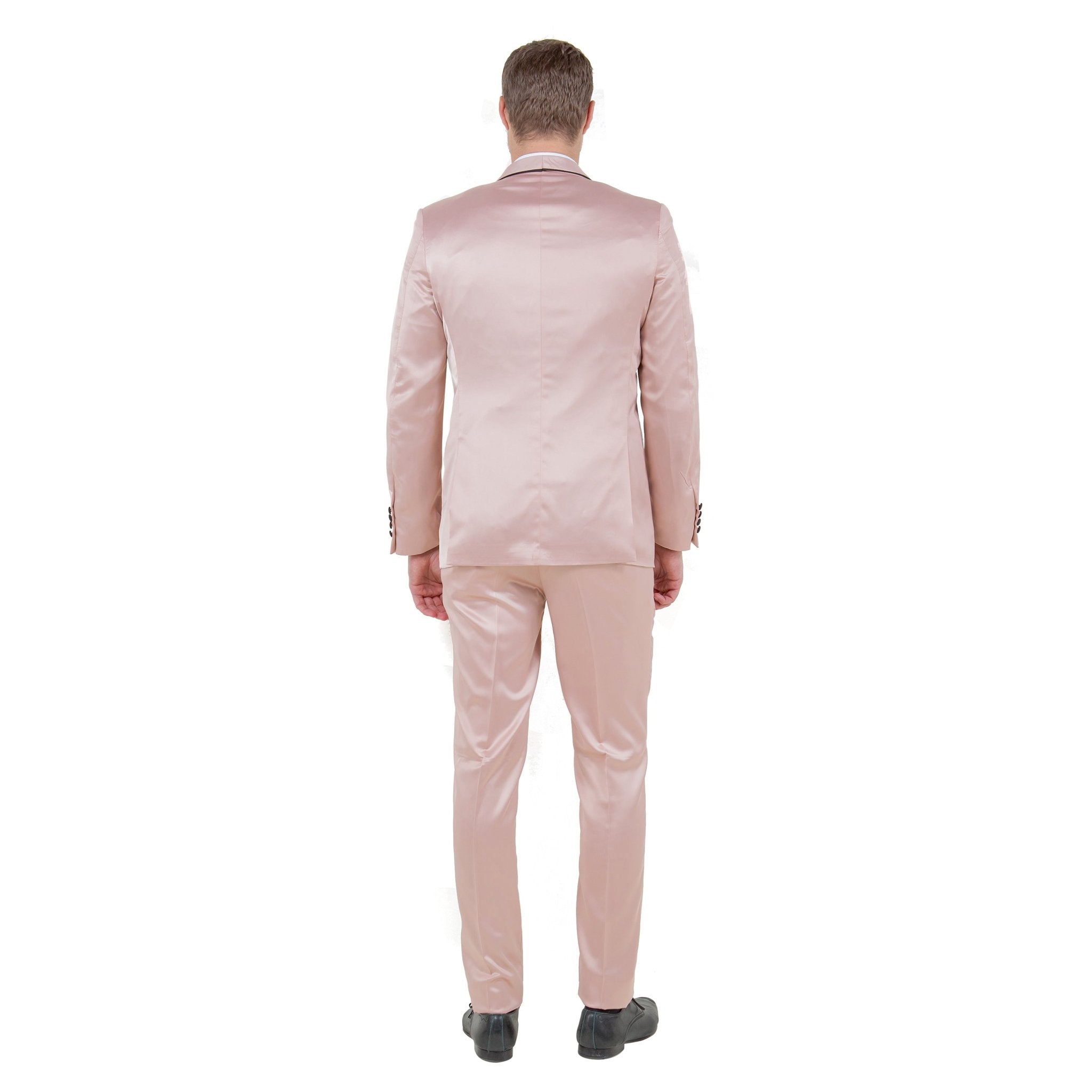 Mens 3pc Solid Satin Suit Set w/ Free Bowtie - Bundle Bus