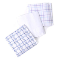 3pcs Men's Cotton Blue Plaid, White & Lavender Plaid Handkerchiefs-MFB1823 - Bundle Bus