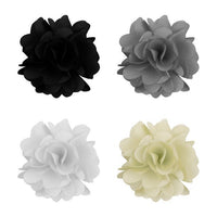 Assorted Solid Mini Bouquet Clutch Back Flower Lapel Pin 4pc Combo Set 4FLP-WHT - Bundle Bus