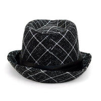 Fall/Winter Plaid Trilby Fedora Hat with Black Band Trim - H1805021 - Bundle Bus