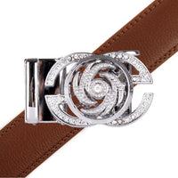Men's Decor Rotating Bling Ratchet Belt-MGLBB59-SIL - Bundle Bus