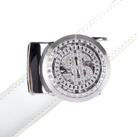 Men's Dollar Sign Rotating Bling Ratchet Belt-MGLBB65-SIL - Bundle Bus