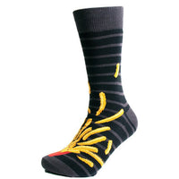 Men's Flying French Fries Novelty Socks- NVS19628-BK - Bundle Bus