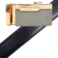 Men's Genuine Leather Sliding Buckle Ratchet Belt MGLBB12 - Bundle Bus
