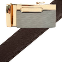 Men's Genuine Leather Sliding Buckle Ratchet Belt MGLBB12 - Bundle Bus