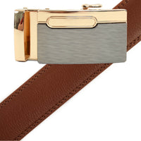 Men's Genuine Leather Sliding Buckle Ratchet Belt MGLBB12 - Bundle Bus