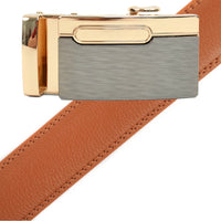 Men's Genuine Leather Sliding Buckle Ratchet Belt MGLBB12 - Bundle Bus