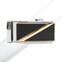 Men's Genuine Leather Sliding Buckle Ratchet Belt MGLBB17 - Bundle Bus
