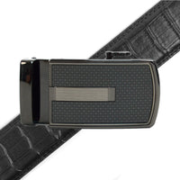 Men's Genuine Leather Sliding Buckle Ratchet Belt MGLBB20 - Bundle Bus