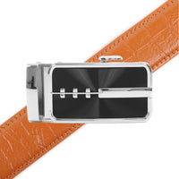 Men's Genuine Leather Sliding Buckle Ratchet Belt MGLBB23 - Bundle Bus