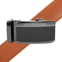 Men's Genuine Leather Sliding Buckle Ratchet Belt MGLBB33 - Bundle Bus