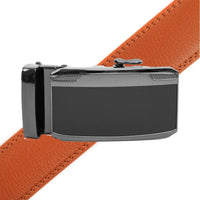 Men's Genuine Leather Sliding Buckle Ratchet Belt MGLBB33 - Bundle Bus