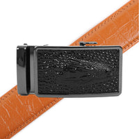Men's Genuine Leather Sliding Buckle Ratchet Belt MGLBB40 - Bundle Bus