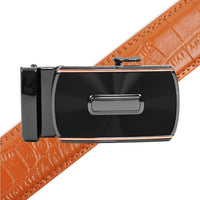 Men's Genuine Leather Sliding Buckle Ratchet Belt MGLBB46 - Bundle Bus