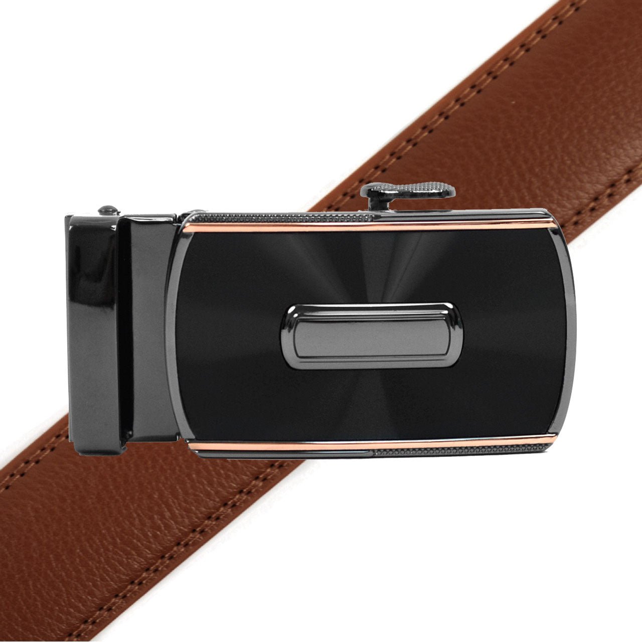 Men's Genuine Leather Sliding Buckle Ratchet Belt MGLBB46 - Bundle Bus
