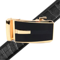 Men's Genuine Leather Sliding Buckle Ratchet Belt - MGLBB52 - Bundle Bus
