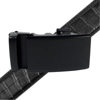 Men's Genuine Leather Sliding Buckle Ratchet Belt - MGLBB53 - Bundle Bus