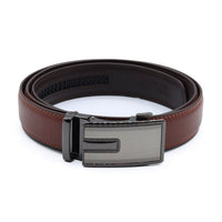 Men's Genuine Leather Sliding Buckle Ratchet Belt-MGLBB67 - Bundle Bus