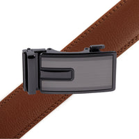 Men's Genuine Leather Sliding Buckle Ratchet Belt-MGLBB67 - Bundle Bus
