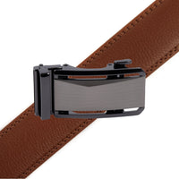 Men's Genuine Leather Sliding Buckle Ratchet Belt-MGLBB69 - Bundle Bus