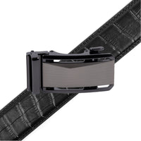Men's Genuine Leather Sliding Buckle Ratchet Belt-MGLBB69 - Bundle Bus
