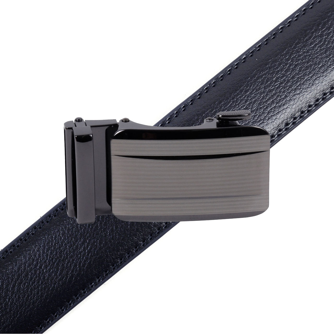 Men's Genuine Leather Sliding Buckle Ratchet Belt-MGLBB70 - Bundle Bus