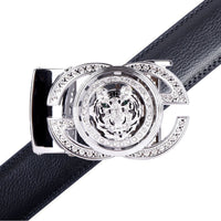 Men's Lion Rotating Bling Ratchet Belt- MGLBB54-SIL - Bundle Bus