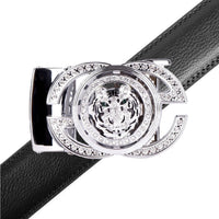 Men's Lion Rotating Bling Ratchet Belt- MGLBB54-SIL - Bundle Bus