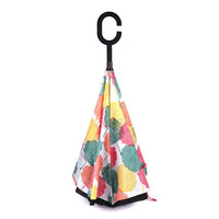 Multi Color Leaves Double Layer Inverted Umbrella - UM18053-MULTI - Bundle Bus