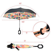Multi Color Leaves Double Layer Inverted Umbrella - UM18053-MULTI - Bundle Bus