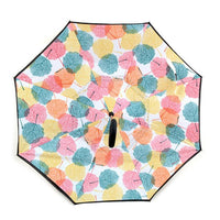 Multi Color Leaves Double Layer Inverted Umbrella - UM18053-MULTI - Bundle Bus