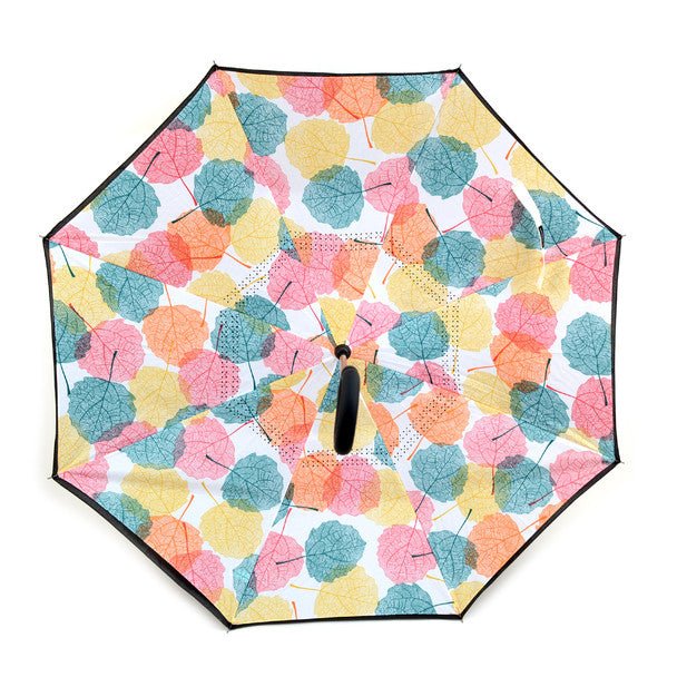 Multi Color Leaves Double Layer Inverted Umbrella - UM18053-MULTI - Bundle Bus