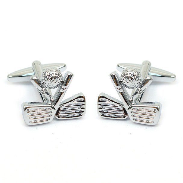 Silver-tone "Golf" Brass Novelty Cufflink - Bundle Bus