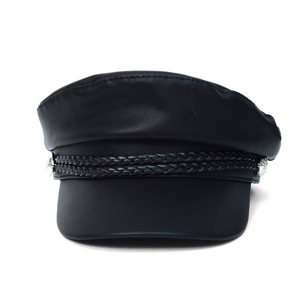 Women's Spring/Summer Black Leather Baker Cap - LSBC1200 - Bundle Bus