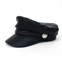 Women's Spring/Summer Black Leather Baker Cap - LSBC1200 - Bundle Bus