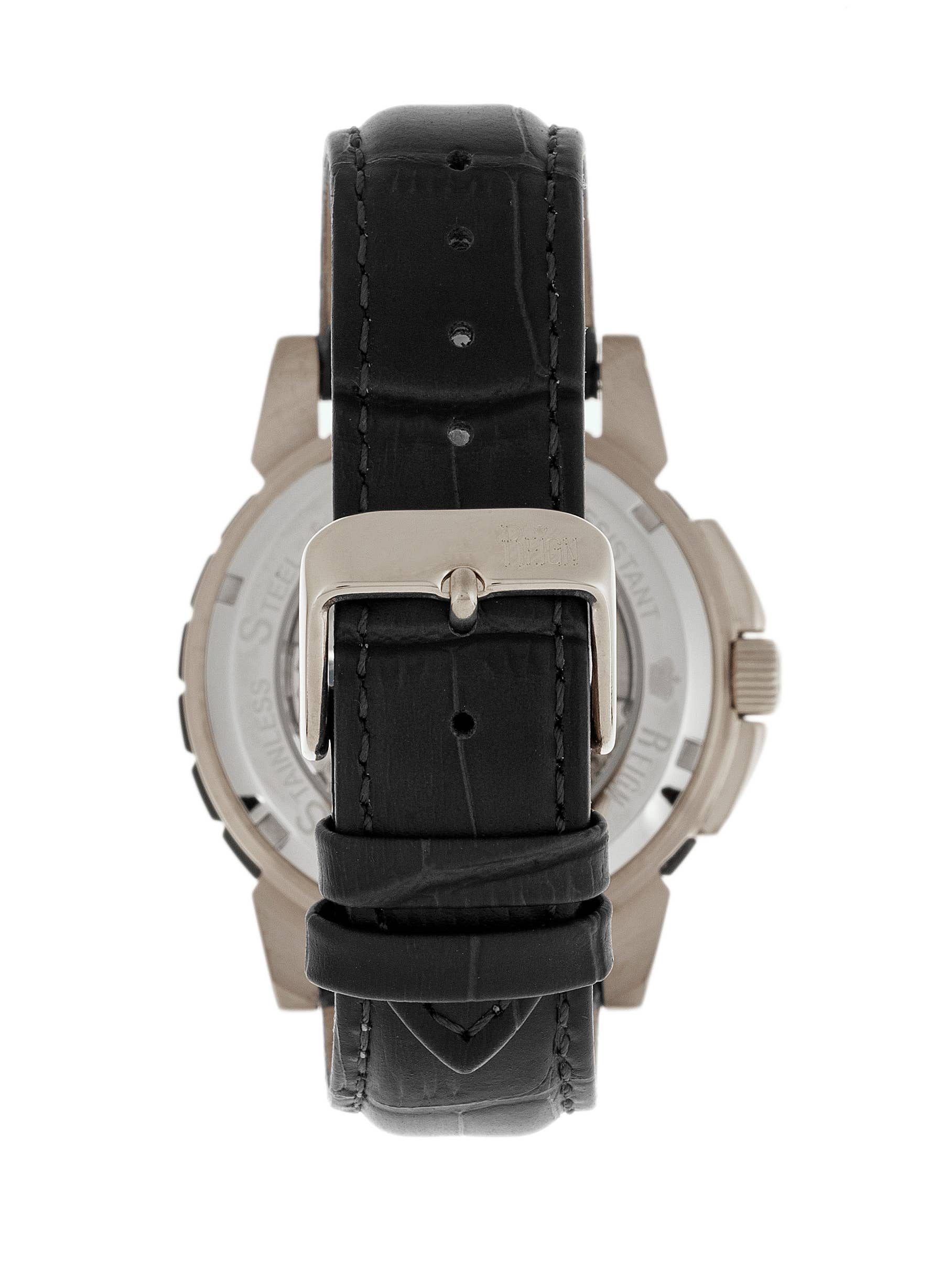 Reign Philippe Automatic Leather-Band Skeleton Watch