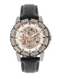Reign Philippe Automatic Leather-Band Skeleton Watch