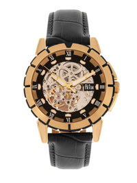 Reign Philippe Automatic Leather-Band Skeleton Watch