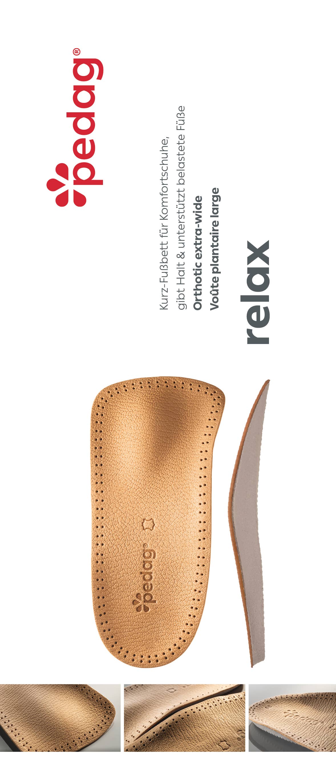 Relax Orthotic Insole, 3/4 Length, Vegetable-Tanned Leather