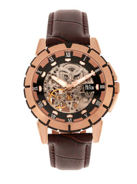 Reign Philippe Automatic Leather-Band Skeleton Watch