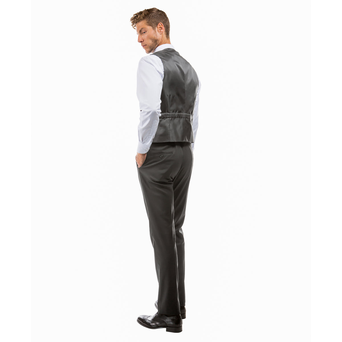 Dark Grey Zegarie Suit Separates Solid Men's Vests For Men - Bundle Bus