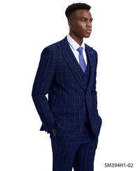 Mens-Suit Windowpane By Stacy Adams