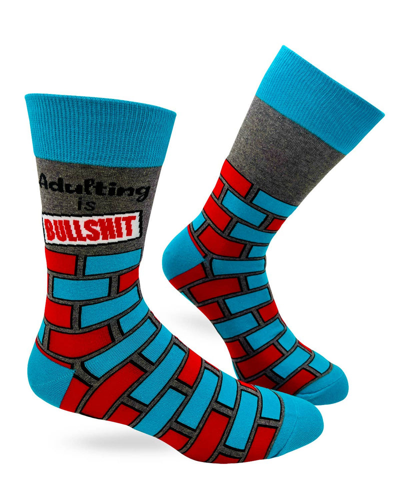 Adulting is Bullshit Men's Novelty Crew Socks - Bundle Bus