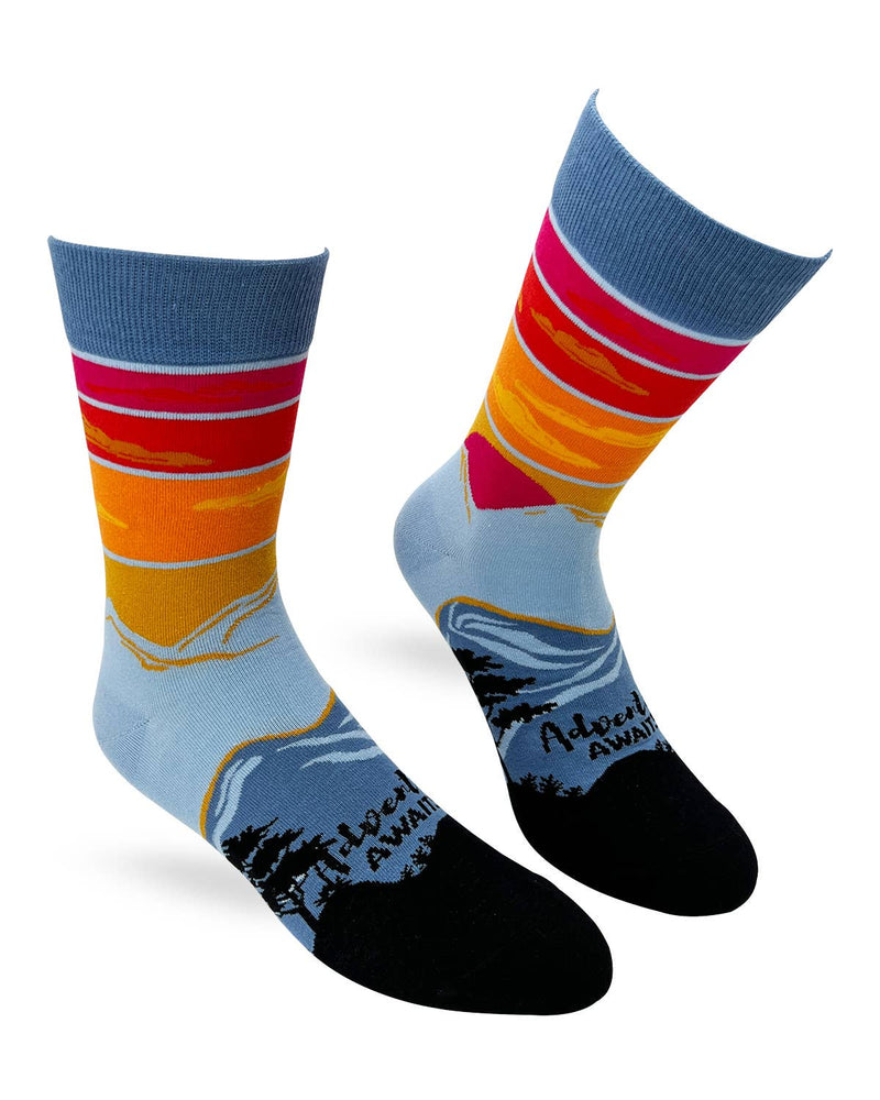 Adventure Awaits Men's Novelty Crew Socks - Bundle Bus