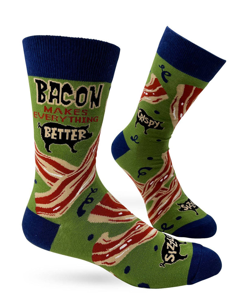 Bacon Makes Everything Better Men's Novelty Crew Socks - Bundle Bus