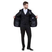 Black Men's Slim - Fit 3 - Piece Sharkskin Suit - Bundle Bus