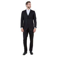 Black Men's Slim - Fit 3 - Piece Sharkskin Suit - Bundle Bus