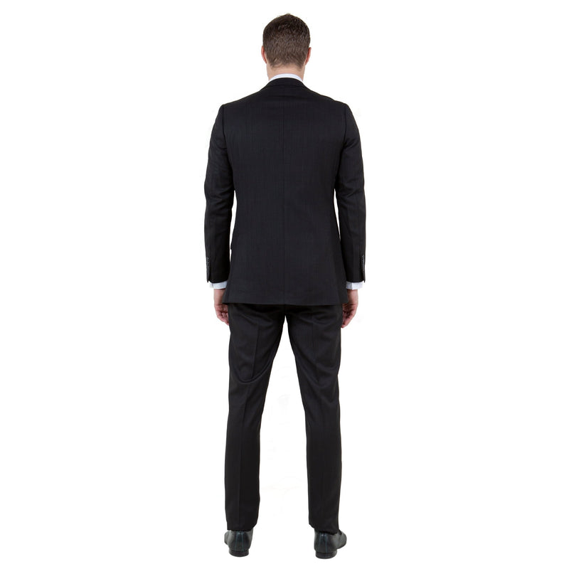 Black Men's Slim - Fit 3 - Piece Sharkskin Suit - Bundle Bus