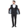 Black Men's Ultra Slim - Fit 3pc Suit w/ Expandable Waistband - Bundle Bus